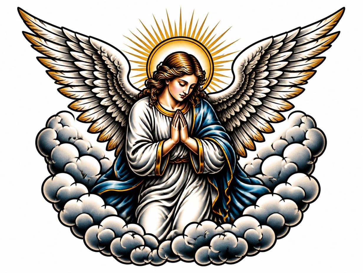 AI-generated angel tattoo design sample