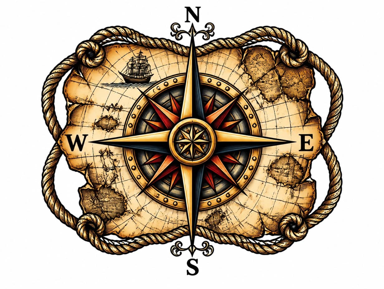 AI-generated compass tattoo design sample