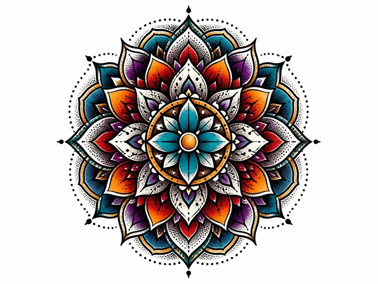 AI-generated dotwork mandala tattoo design sample