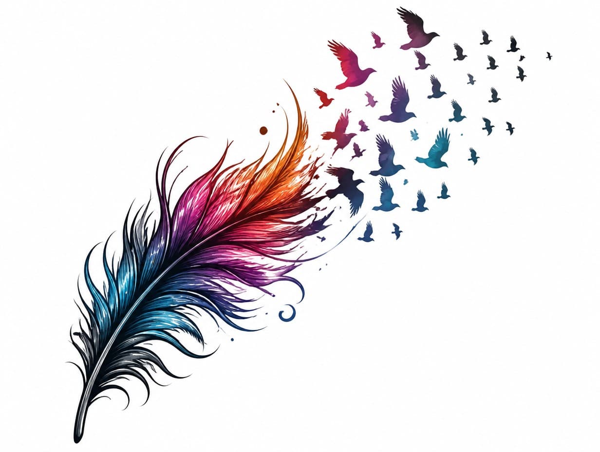 AI-generated feather tattoo design sample