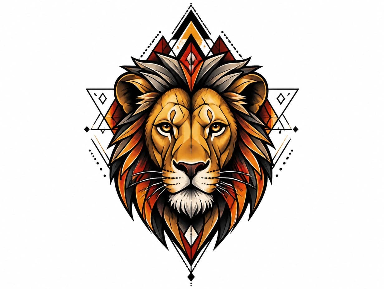 AI-generated geometric lion tattoo design sample