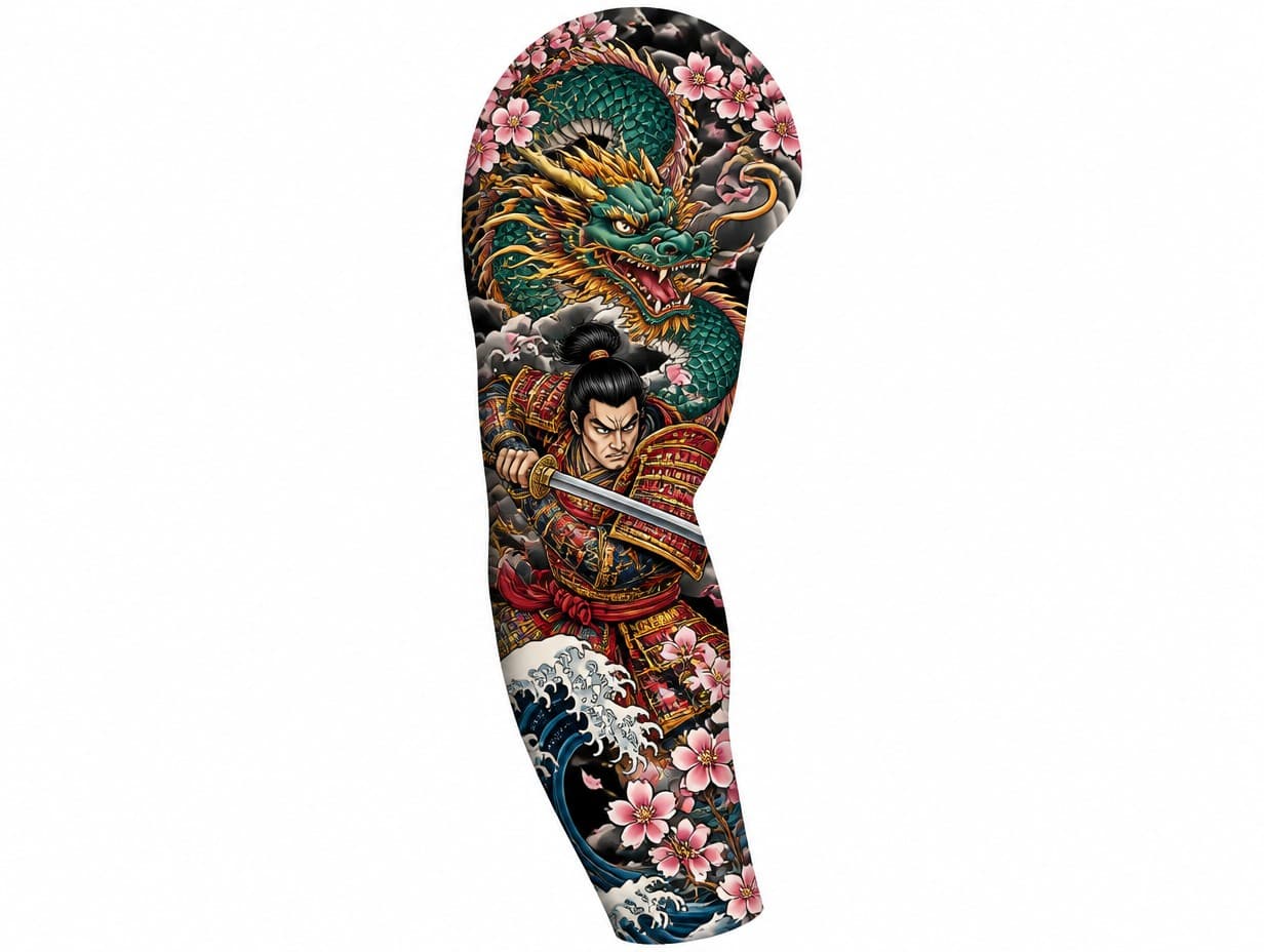AI-generated sleeve preview tattoo design sample