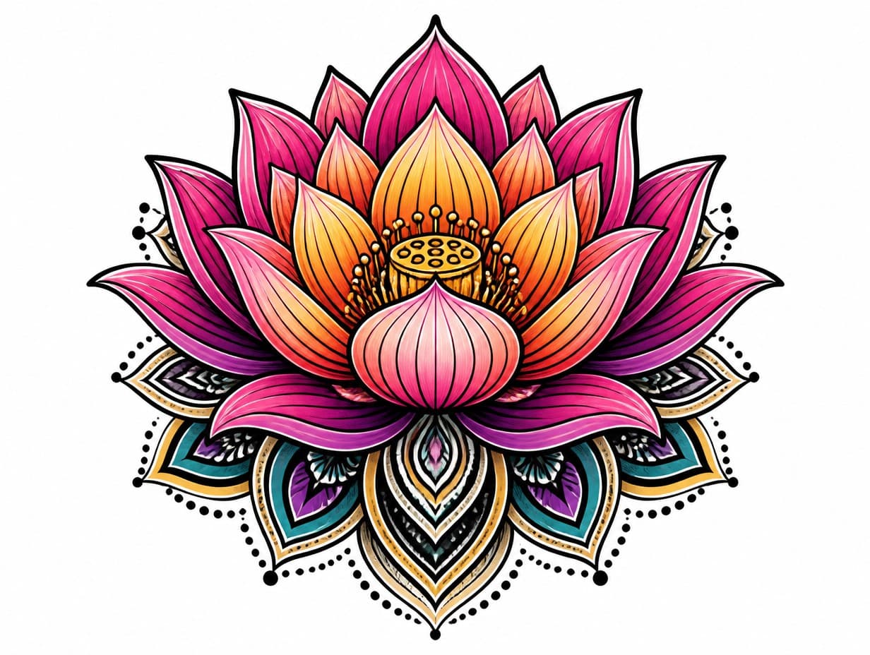 AI-generated lotus tattoo design sample