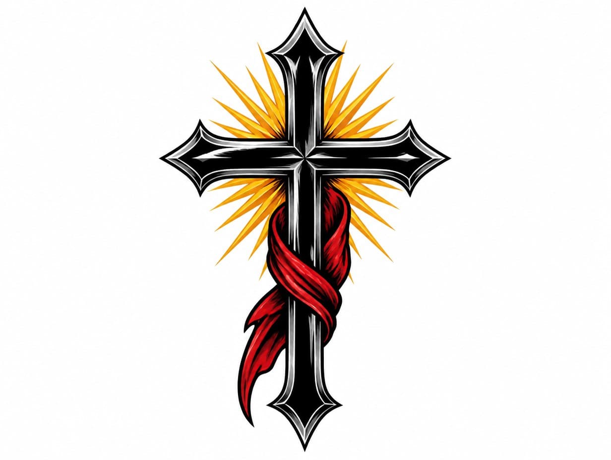 AI-generated minimalist cross tattoo design sample