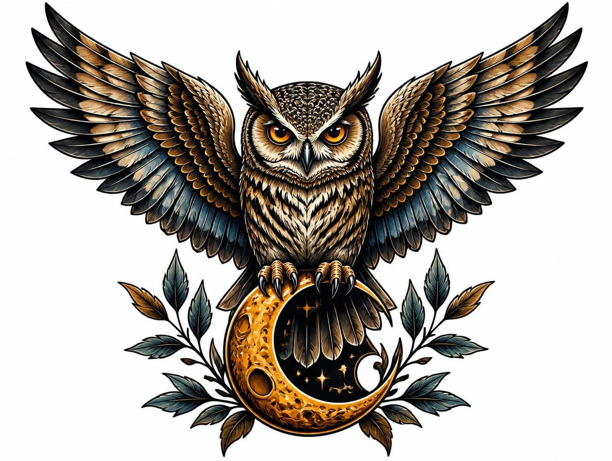 AI-generated owl tattoo design sample