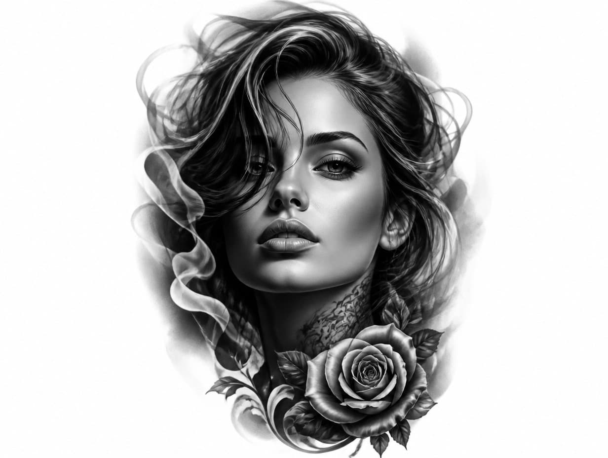 AI-generated portrait tattoo design sample