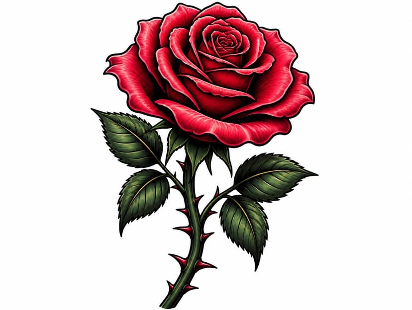 AI rose tattoo design