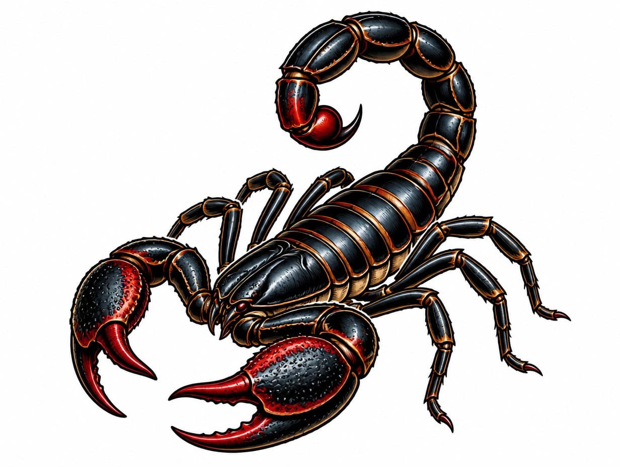 AI-generated scorpion tattoo design sample