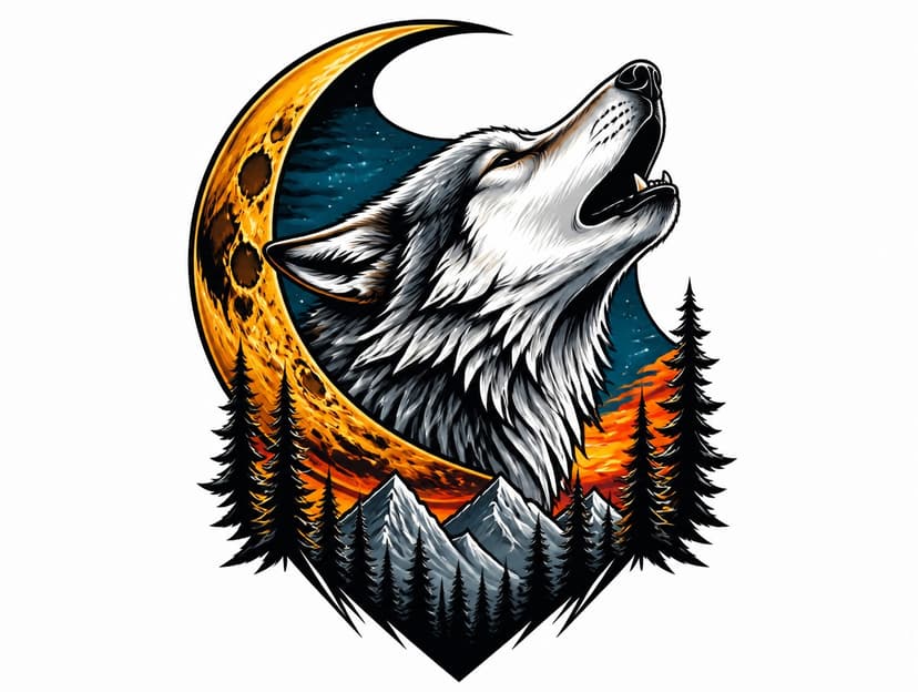 AI wolf tattoo design